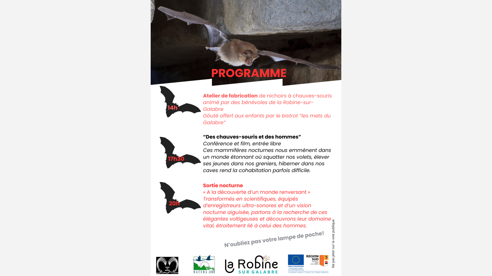 Flyer programme animation CS la Robine sur galabre