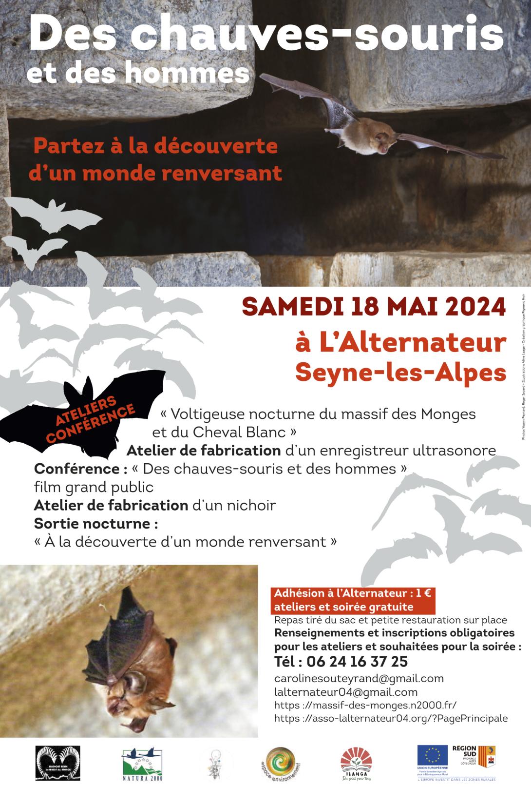 affiche animation chauves-souris 18/05/2024 à Seyne