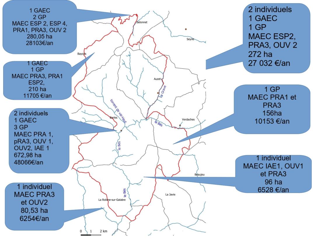 Carte synthétique des MAEC engagées en 2023 et 2024 